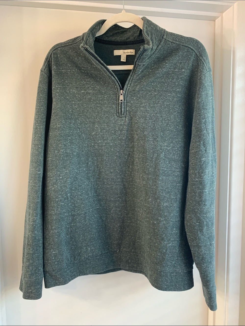 Hawker Rye Men's Green Heathered Quarter-Zip Pullover Size L
